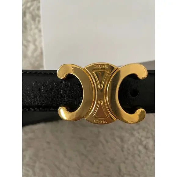 Authentic Black Celine Belt with Gold Buckle - Picture 6 of 7
